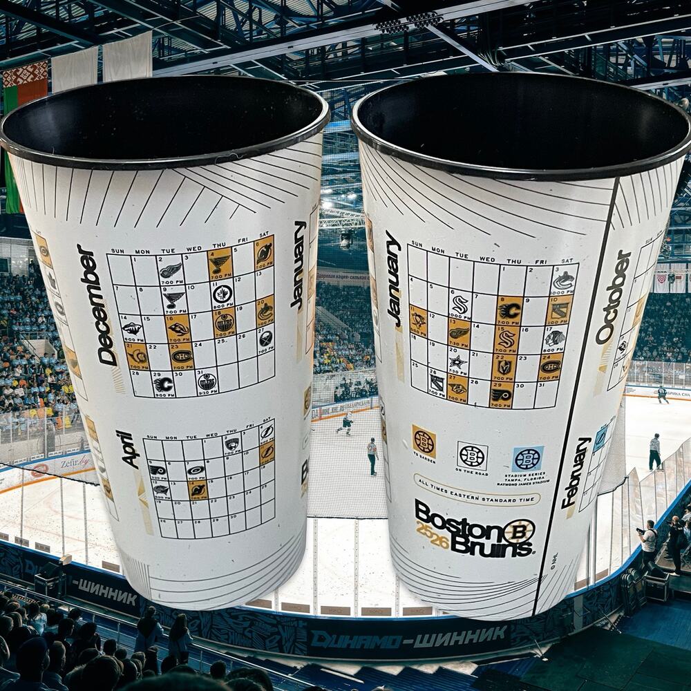 Boston Bruins 2025-2026 NHL Schedule Souvenir Cups Lot of 2 Stadium Series 32oz